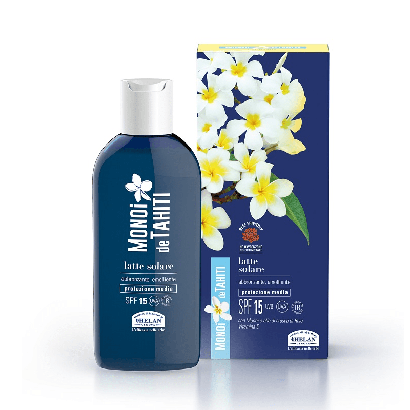 Latte Solare abbronzante SPF15 Monoï de Tahiti Helan Latte Solare abbronzante SPF15 Monoï de Tahiti Helan