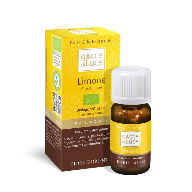 Olio essenziale di limone Gocce di Luce Olio essenziale di limone Gocce di Luce