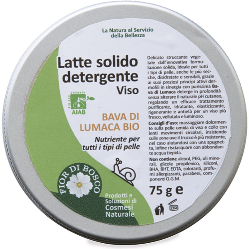 Latte detergente solido Bava di lumaca Bio Centisia Fior di Bosco Latte detergente solido Bava di lumaca Bio Centisia Fior di Bosco
