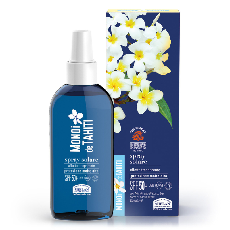 Spray Solare effetto trasparente SPF50+ Monoï de Tahiti Helan Spray Solare effetto trasparente SPF50+ Monoï de Tahiti Helan