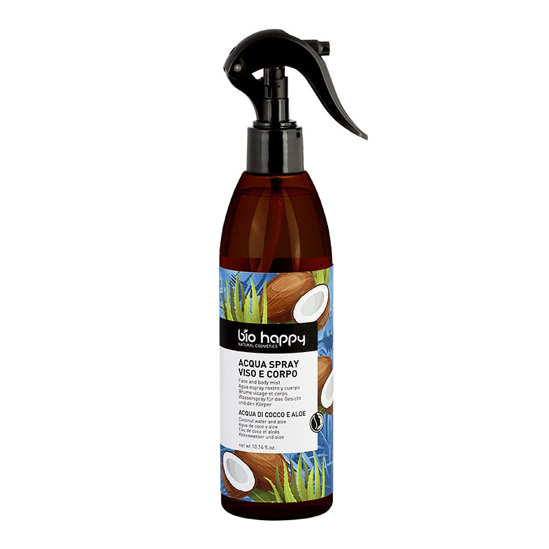 Acqua spray viso e corpo acqua di cocco e aloe Bio Happy Acqua spray viso e corpo acqua di cocco e aloe Bio Happy