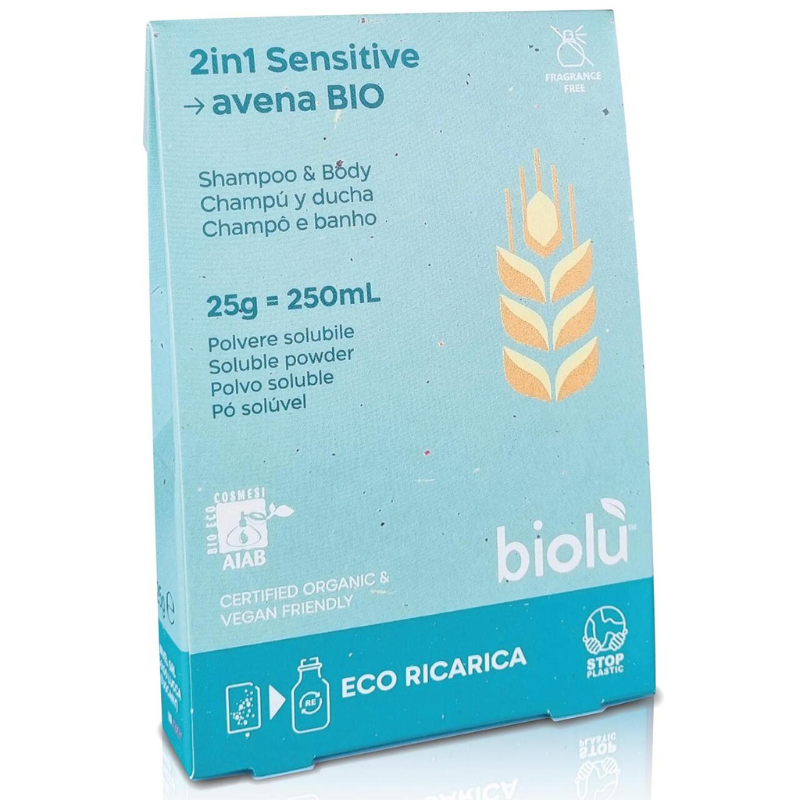 2 in 1 Sensitive Doccia Shampoo all'avena Biolù