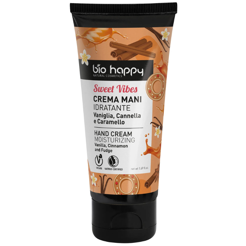 Crema mani vaniglia cannella e caramello Bio Happy Crema mani vaniglia cannella e caramello Bio Happy