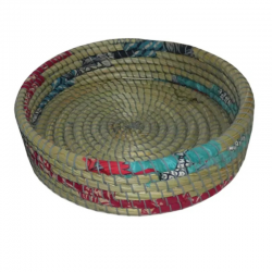 Cesto rotondo in kaisa e saree, grande Altromercato