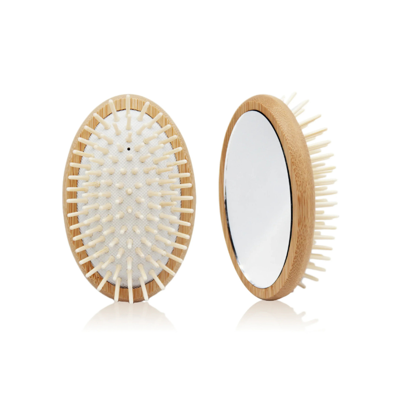 Spazzola per capelli e specchio pocket in bamboo Mood
