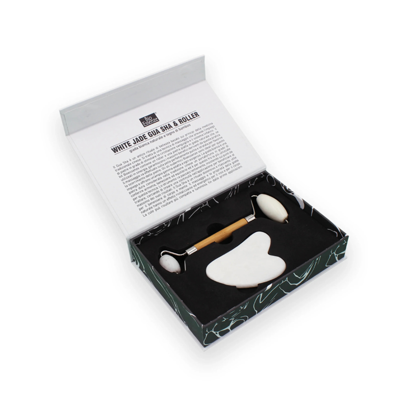 Gua Sha e roller Giada bianca e bambù Bio Essenze