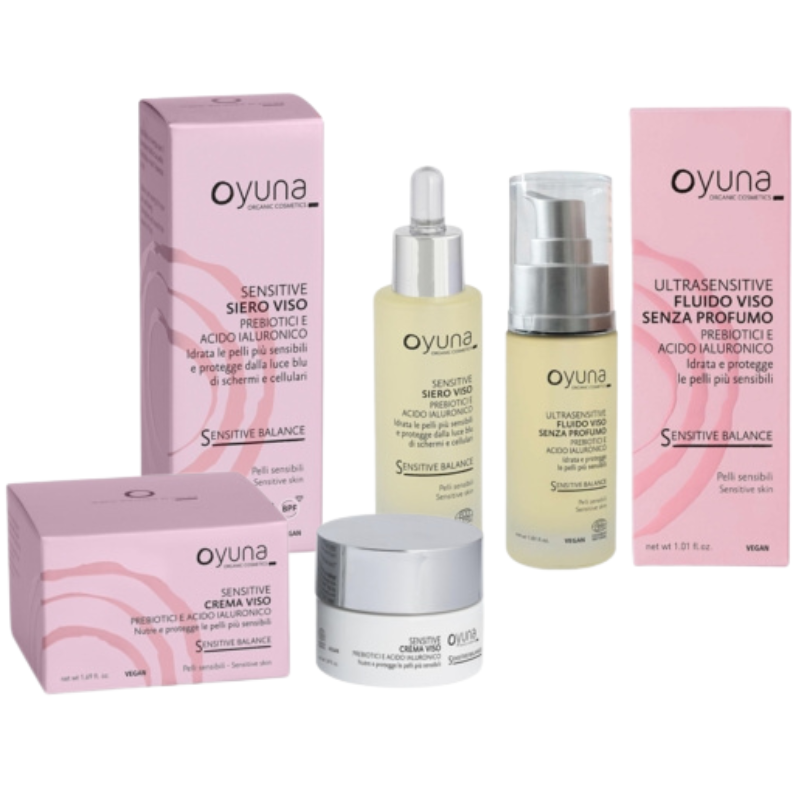 Set Routine Viso Sensitive Oyuna – Siero, Fluido e Crema per Pelli Sensibili