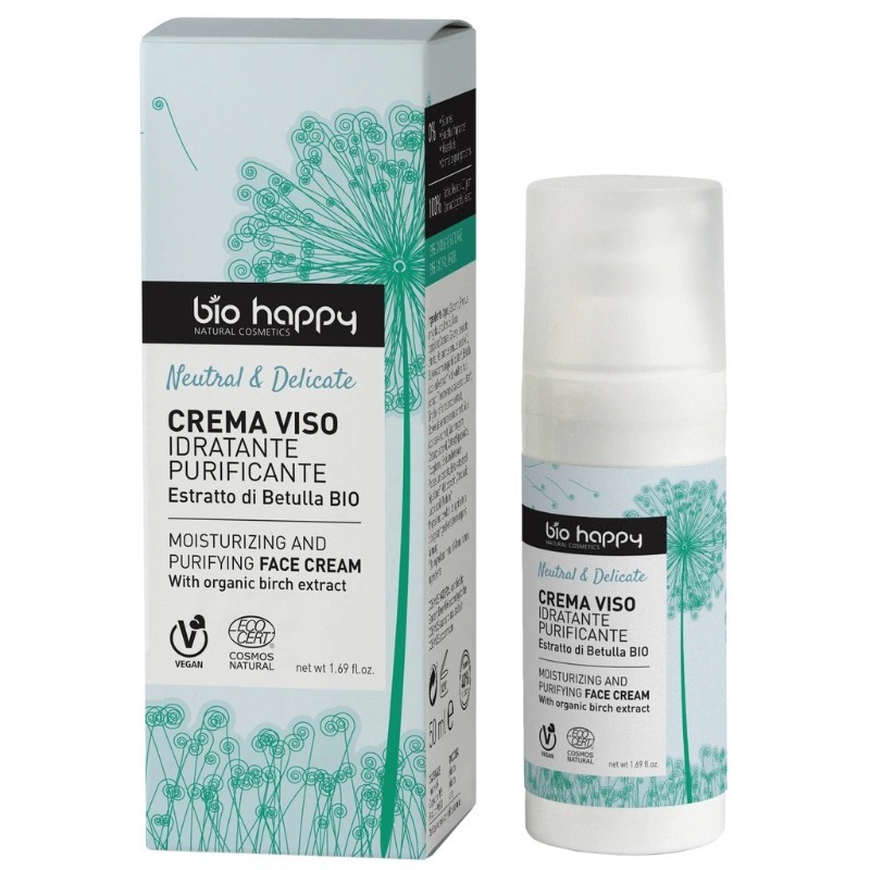 Crema viso biologica leggera con estratto di betulla per pelli sensibili e impure