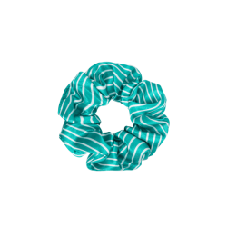 Green Stripes Scrunchie in raso, delicato sui capelli