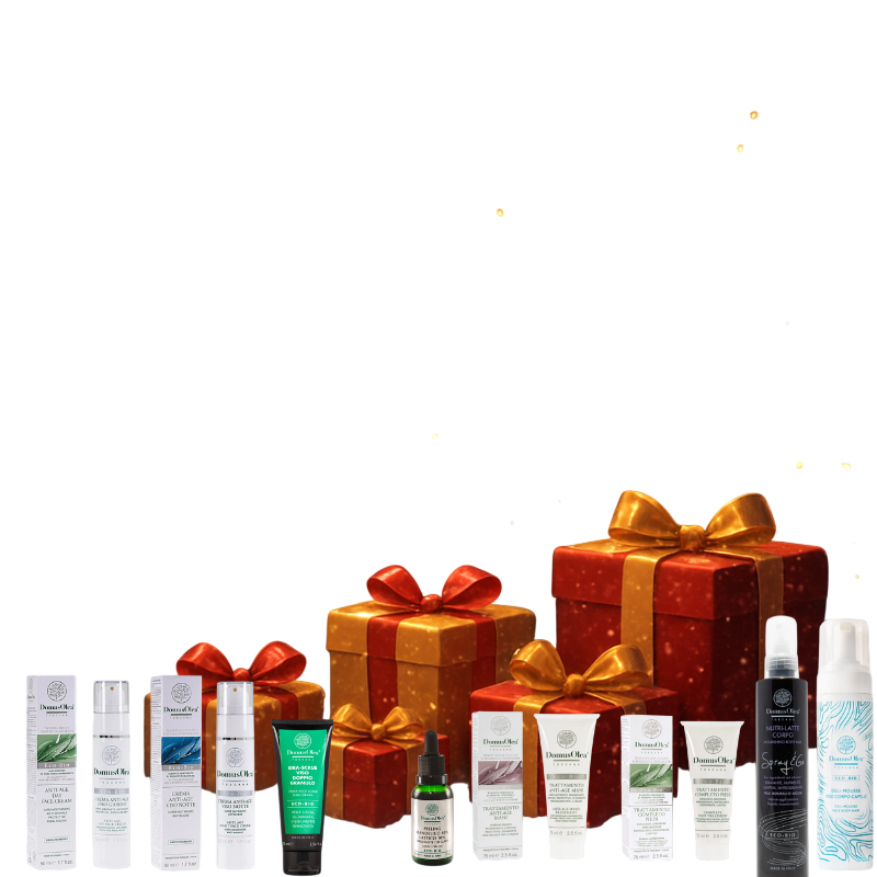Set regalo Domus Olea Toscana con confezione omaggio e prodotti skincare biologici