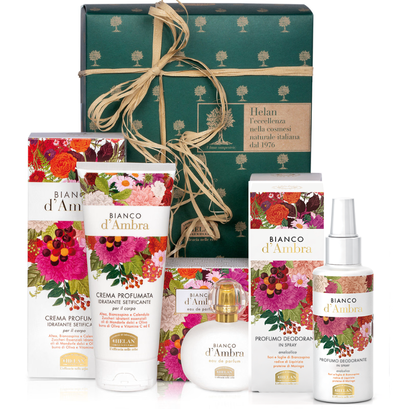 Confezione regalo Bianco d'Ambra Helan con profumo, deodorante e crema corpo